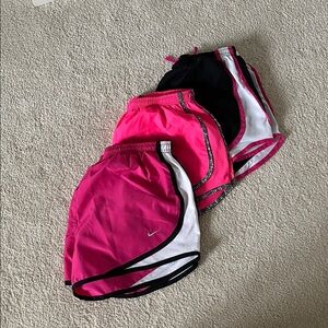 Nike Women's Pink and Black Athletic Shorts Trio great condition